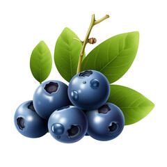 Ripe Blueberry Fruits with Leaves isolated on transparent background Remove png