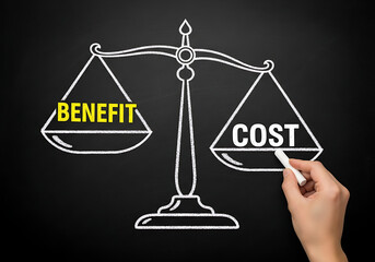 Benefit versus cost balance scale