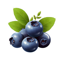 Ripe Blueberry Fruits with Leaves isolated on transparent background Remove png