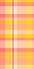 Soft pastel plaid pattern in peach, yellow  white.  Ideal for textile design, website backgrounds, or any project needing a cheerful, subtle texture.  Evokes feelings of warmth, optimism  spring.