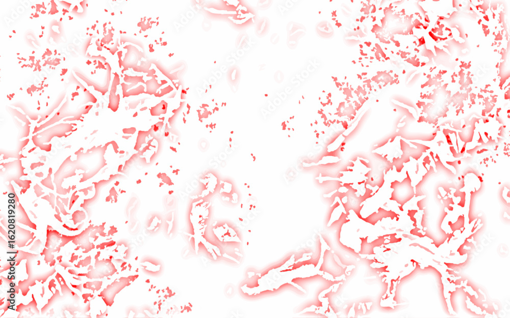 Poster abstract texture with a soft white background scattered with delicate, irregular pink and red organi