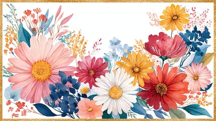 Empty Floral Card Mockup for Quotes Vintage floral card frame, vintage floral card frame, vintage floral card frame Blank Botanical Greeting Card with Golden Border