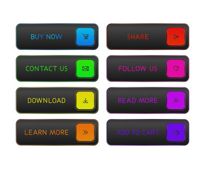 Black and colorful CTA button set.