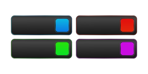 Black and colorful CTA button template set.