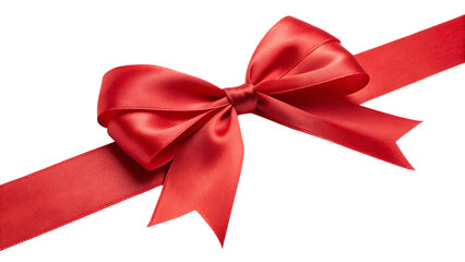 Elegant red satin ribbon bow for Valentine's Day gift wrapping projects and holiday celebrations