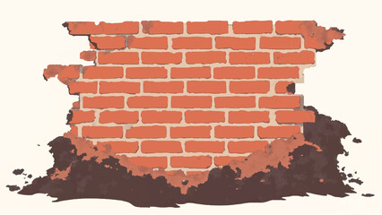 Damaged Brick Wall. Brick Wall Texture and Background. Vector Illustration of a Brick Wall.	