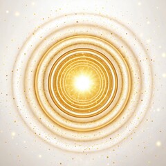 Radiant golden concentric circles emanating light and energy with subtle glittering particles
