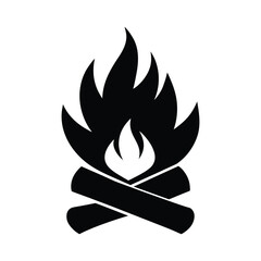 Minimal Campfire Silhouette Icon For Outdoor Adventure Vector