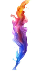 Vertical Colorful Ink Smoke Swirl Flowing in Mid-Air with White Background. Transparent PNG.  for Abstract Art and Design Use