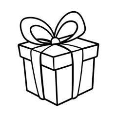 Obraz premium Gift box icon in clean line art for celebration holiday or surprise themed visuals Vector illustration
