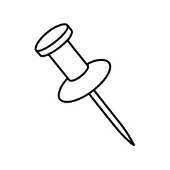 Pushpin icon in clean line art ideal for notes reminders and office board visuals Vector illustration