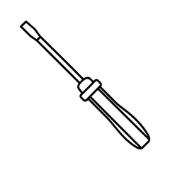 Fototapeta premium Screwdriver tool icon in line art perfect for fixing repair or mechanical designs Vector illustration