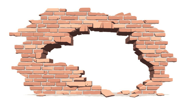 Aged Brick Wall with Texture and Weathered Details. Damaged Brick Wall. Vector Illustration.