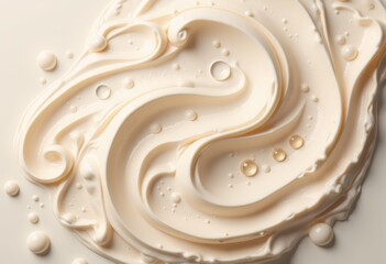 Cream swirl with fluffy peaks and droplets, perfect for culinary designs