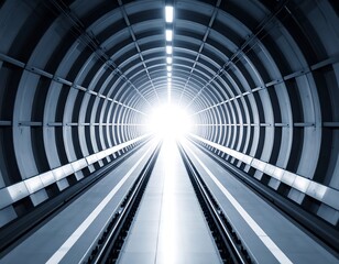 Obraz premium Modern tunnel interior, bright light