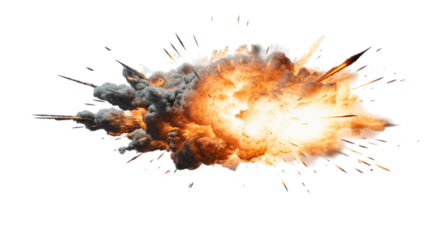 Dynamic fiery explosion with smoke and debris creates powerful impact for action scenes