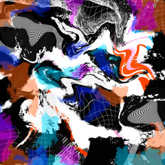Abstract Colorful Wave Pattern with Geometric Elements