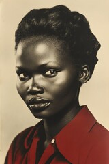 An Elegant and Captivating Portrait of a Female Figure in Profile Adorned with a Traditional Head Wrap
