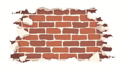 Brick wall with Irregular borders. Brick wall background. Brick wall pattern. Brick wall texture. Vector illustration.	