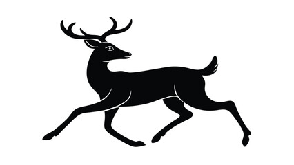 A silhouette vector of side profile running elk