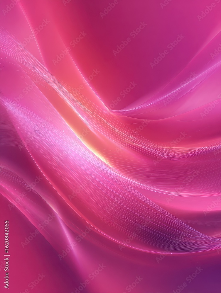 Poster abstract pink gradient textured background with dynamic, glowing light rays and bright waves and lin