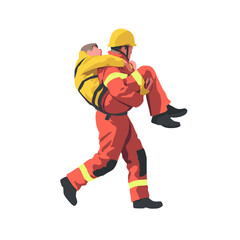 A firefighter rescuing someone in need.