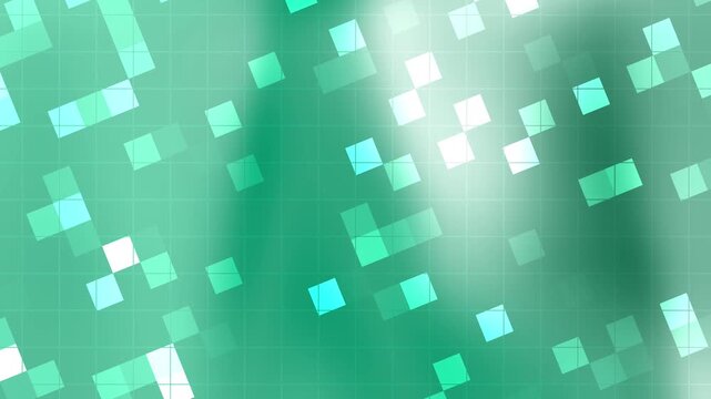 Aqua Mint Blend Dynamic teal and white grid of squares shifting subtly in a mesmerizing pattern, creating a modern backdrop