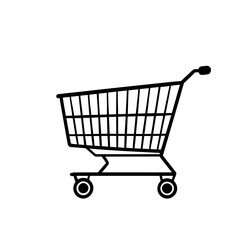 An isolated red shopping cart on a white background, ready for your e-commerce business or retail sale