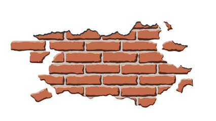 Brick wall with Irregular borders. Brick wall background. Brick wall pattern. Brick wall texture. Vector illustration.	