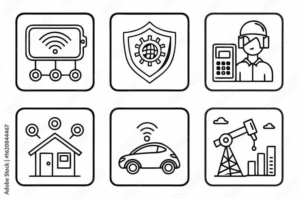 Poster smart interface icons – modern ai ui vector line pack