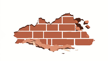 Brick wall with Irregular borders. Brick wall background. Brick wall pattern. Brick wall texture. Vector illustration.	