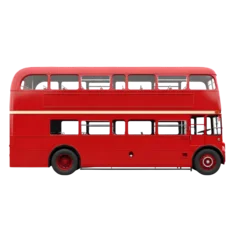 Gordijnen Red double decker bus london travel transportation vehicle tourism sightseeing vintage classic transport on transparent background © Asghar
