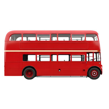 Red double decker bus london travel transportation vehicle tourism sightseeing vintage classic transport on transparent background