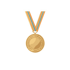 A golden medal hanging from a ribbon, symbolizing achievement and excellence.