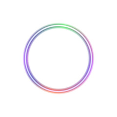 Glowing neon round lamp icon on transparent background in PNG format. Neon lighting round shape element.