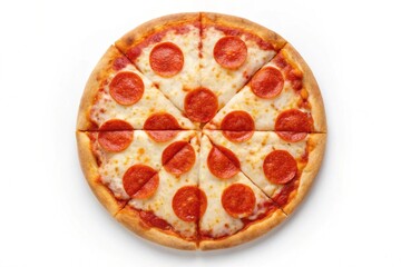Mouthwatering Pepperoni Pizza on White Background, Ready to Eat and Enjoy Its Flavor