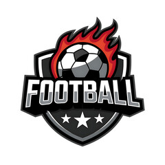 Fiery football emblem with stars