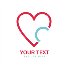 Heart Letter C Logo,  Medical Health Care Love Vector Art Drawing