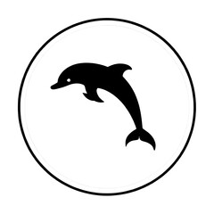 Fototapeta premium Illustration of jumping dolphin silhouette isolated on white background