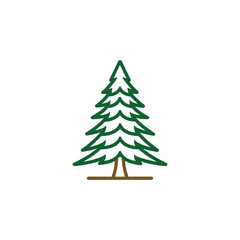 Simple pine tree outline icon on white background