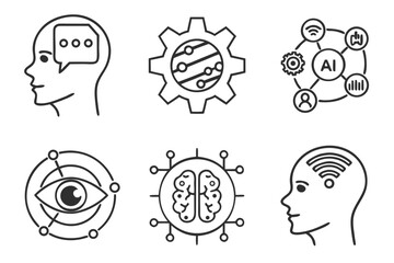 AI Technology Line Icons – Clean Smart Interface Vector Bundle
