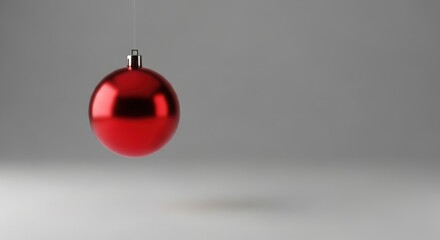 Floating red christmas ornament on neutral background for festive decor