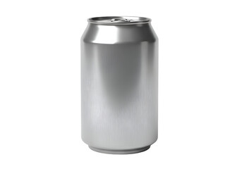 Silver beverage can on black background.