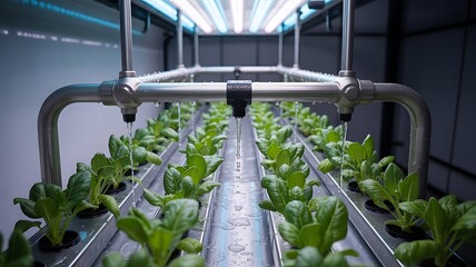 Hydroponic system indoor farming vertical farm agriculture technology sustainable growing plants fresh produce on transparent background