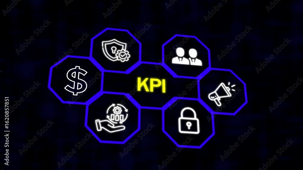 Poster kpi key performance indicator for business concept. business, technology, internet and network conce