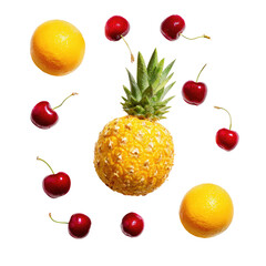 A vibrant arrangement of exotic fruits