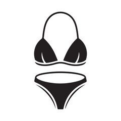 black bikini bra silhouette vector