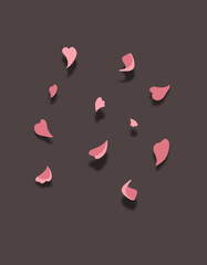 Minimalist design of scattered pink petals