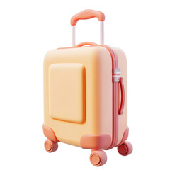 3D Colorful Modern Suitcase for Travel on a Transparent Background
