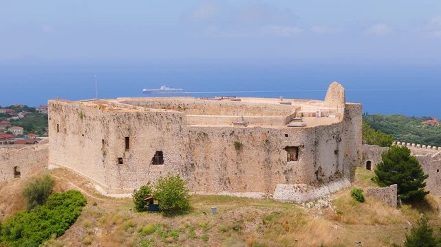 Aerial images of the French fortress of Chlemoutsi in the Peloponnese, Greece